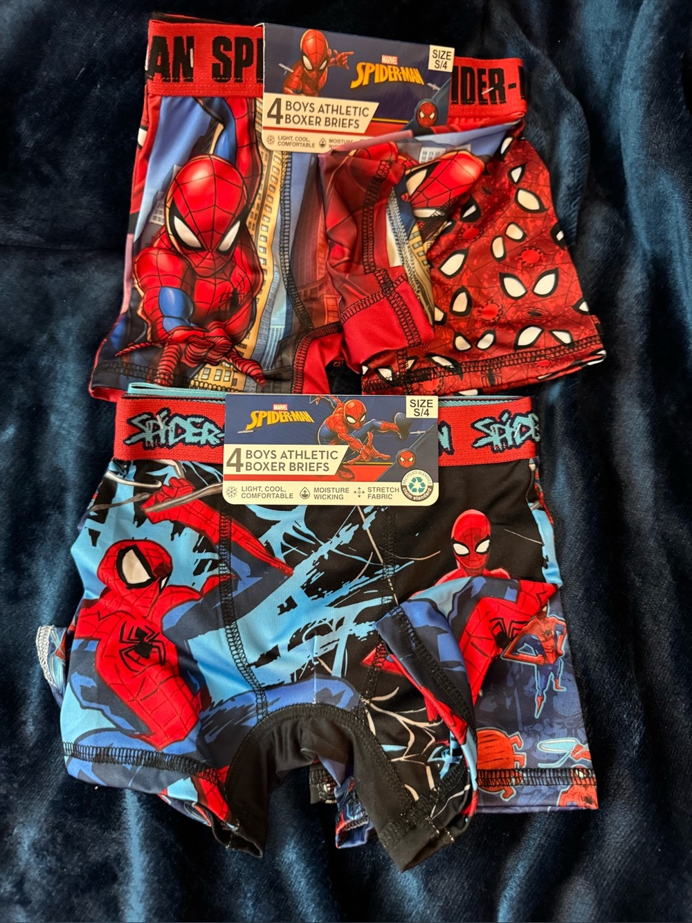 2 packages Marvel Spider-Man boys Boxer Briefs - Red, Blue, Black, Green SZ 4